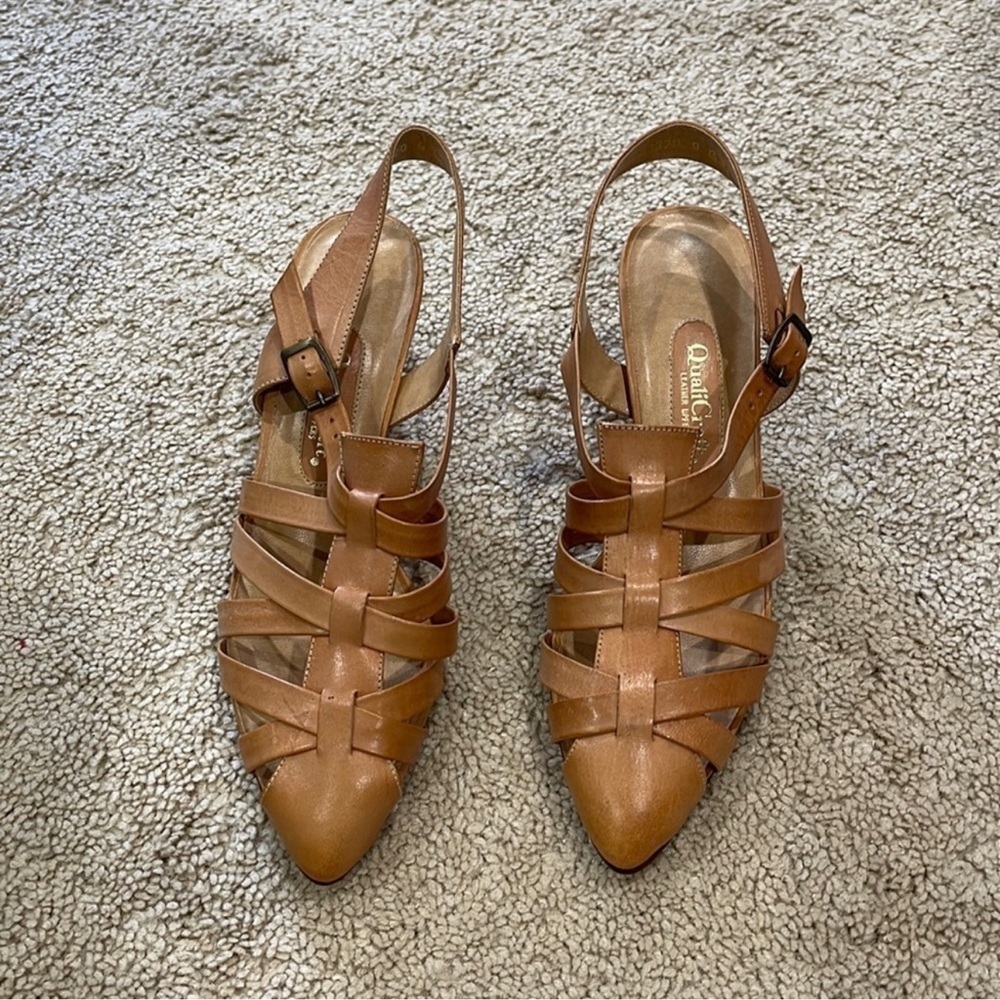 Brown Sandals with Woven Leather Design